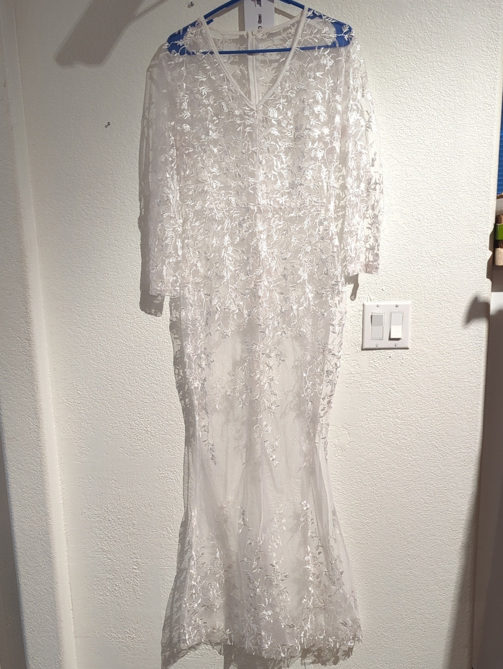 Sheer White Embroidered Floral Maxi Dress